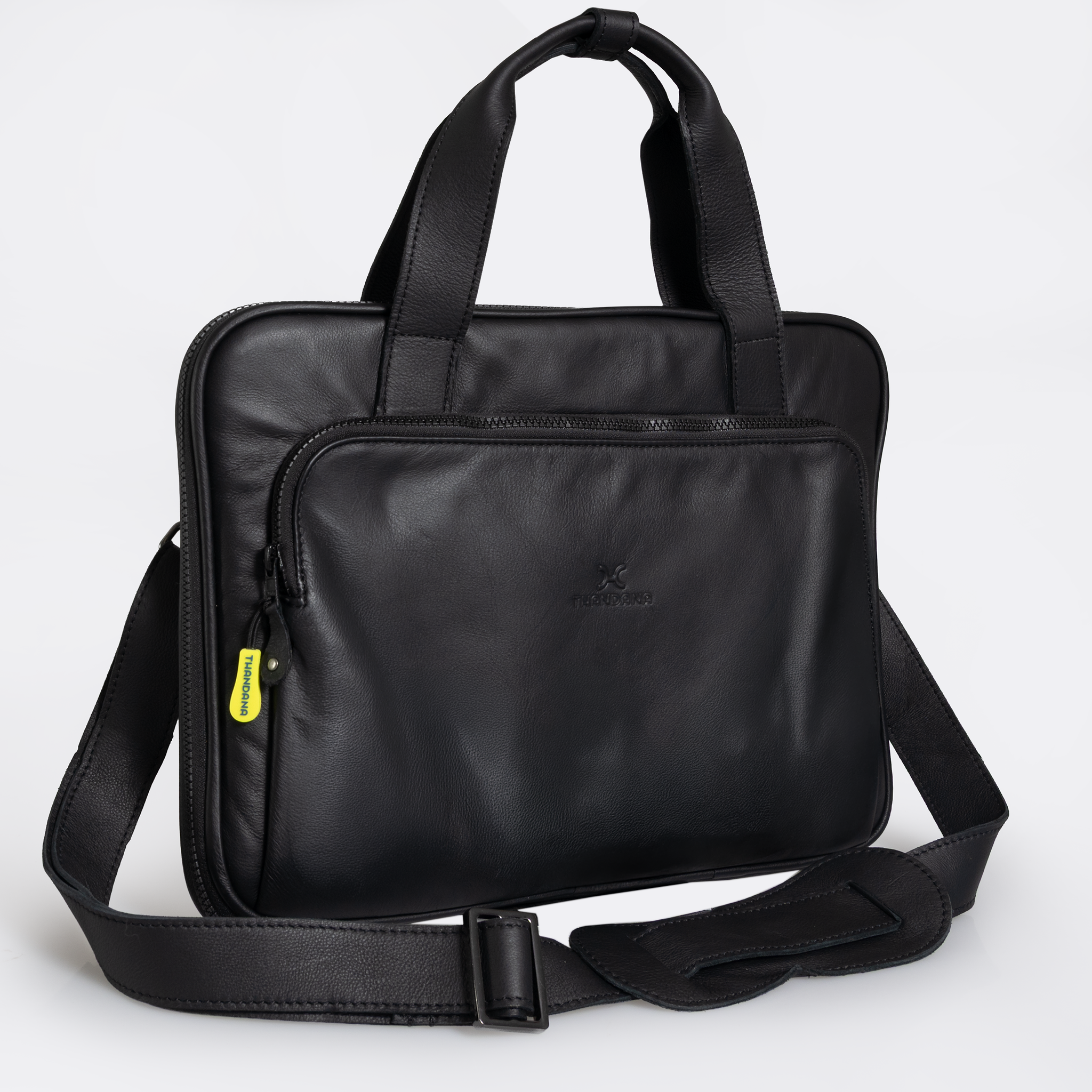 Slimline Laptop Bag 15’ | Genuine Leather Black Leather Laptop Bag Leather by Thandana