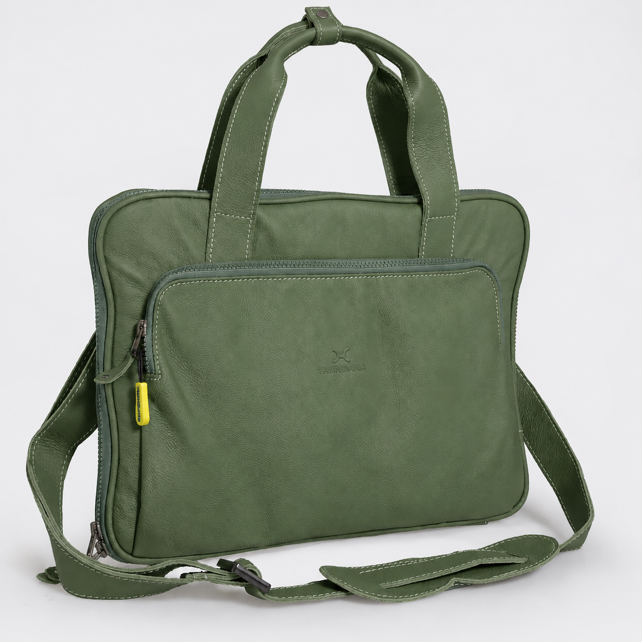 Slimline Laptop Bag 15’ | Genuine Leather Green Leather Laptop Bag Leather by Thandana