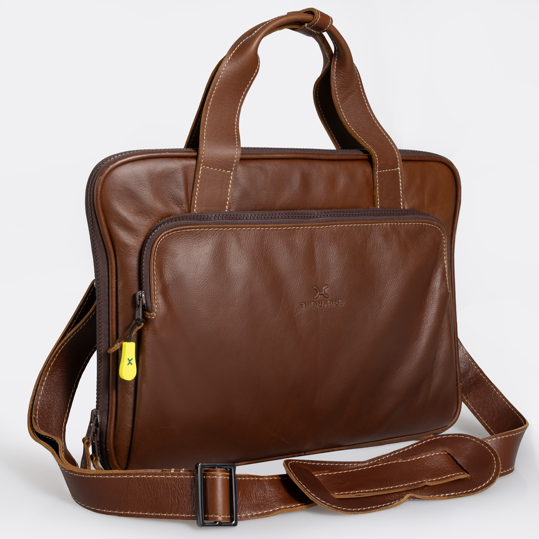 Slimline Laptop Bag 15’ | Genuine Leather Tobac Leather Laptop Bag Leather by Thandana