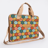 Slimline Laptop Bag 15’ | Laminated Fabric with Genuine Leather Smiley - Jet Laptop Fabric Bag by Thandana