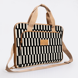 Slimline Laptop Bag 15’ | Laminated Fabric with Genuine Leather Indie - Pitch Laptop Fabric Bag by Thandana
