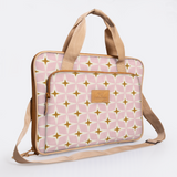 Slimline Laptop Bag 15’ | Laminated Fabric with Genuine Leather Nova - Blush Laptop Fabric Bag by Thandana
