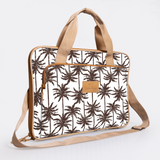Slimline Laptop Bag 15’ | Laminated Fabric with Genuine Leather Palm - Neutral Laptop Fabric Bag by Thandana