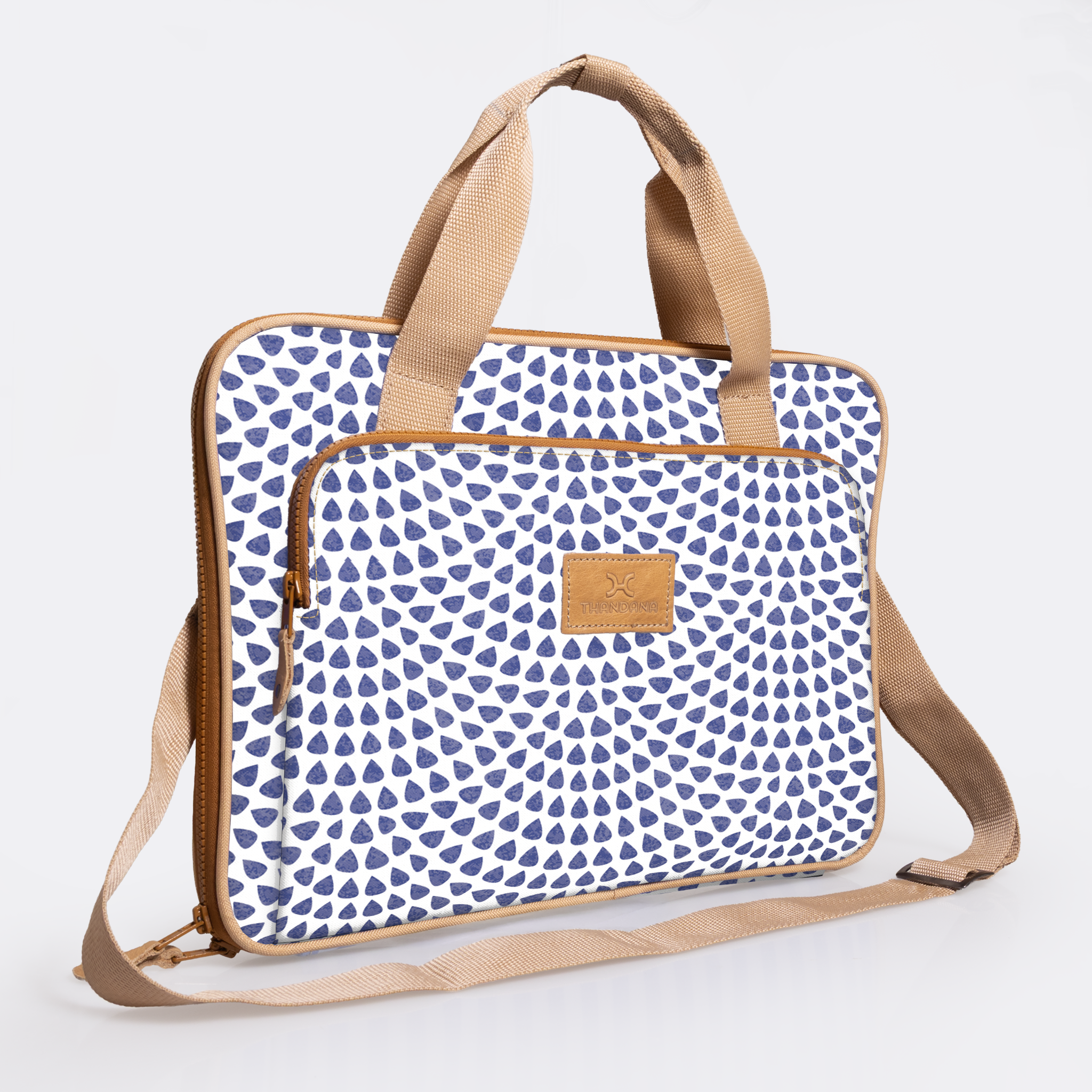 Slimline Laptop Bag 15’ | Laminated Fabric with Genuine Leather Scale Away with me - Dazzling Blue Laptop Fabric Bag
