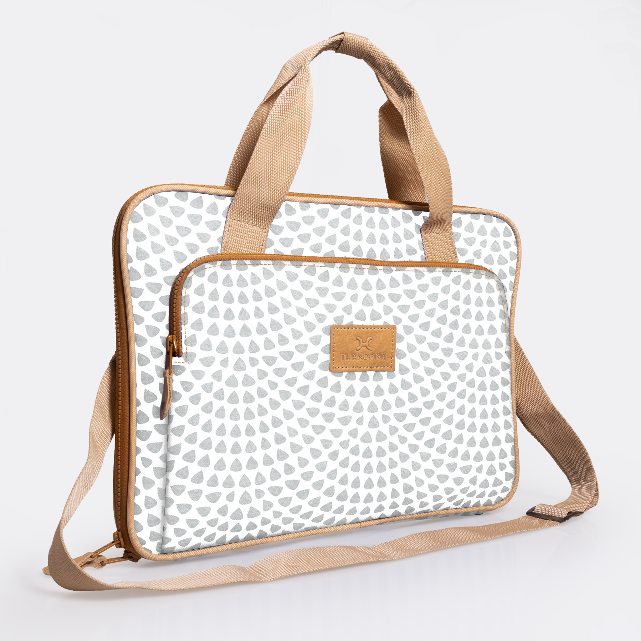 Slimline Laptop Bag 15’ | Laminated Fabric with Genuine Leather Scale Away with me - Moonstruck Laptop Fabric Bag