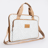 Slimline Laptop Bag 15’ | Laminated Fabric with Genuine Leather Scale Away with me - Moonstruck Laptop Fabric Bag