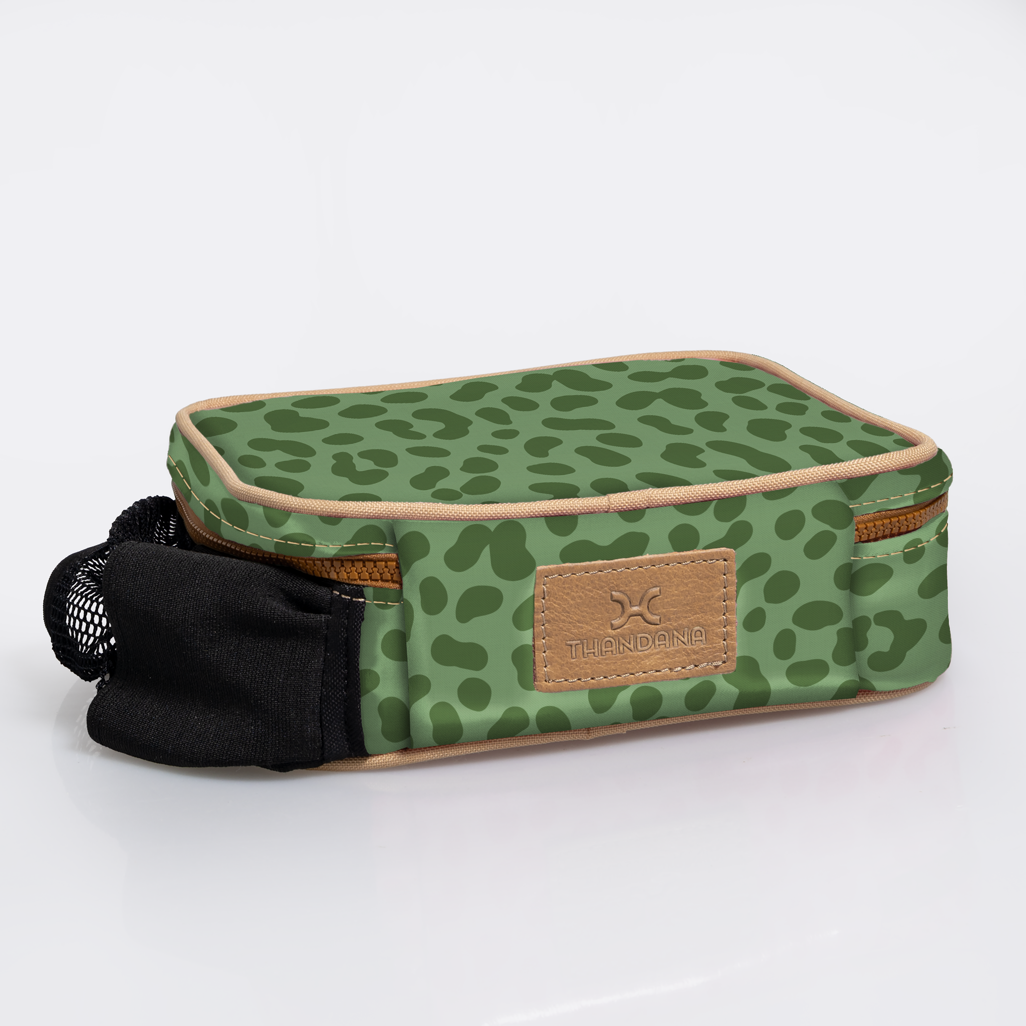 Snack Pack | Laminated Fabric with Genuine Leather Cheetah - Olive Snack Pack by Thandana