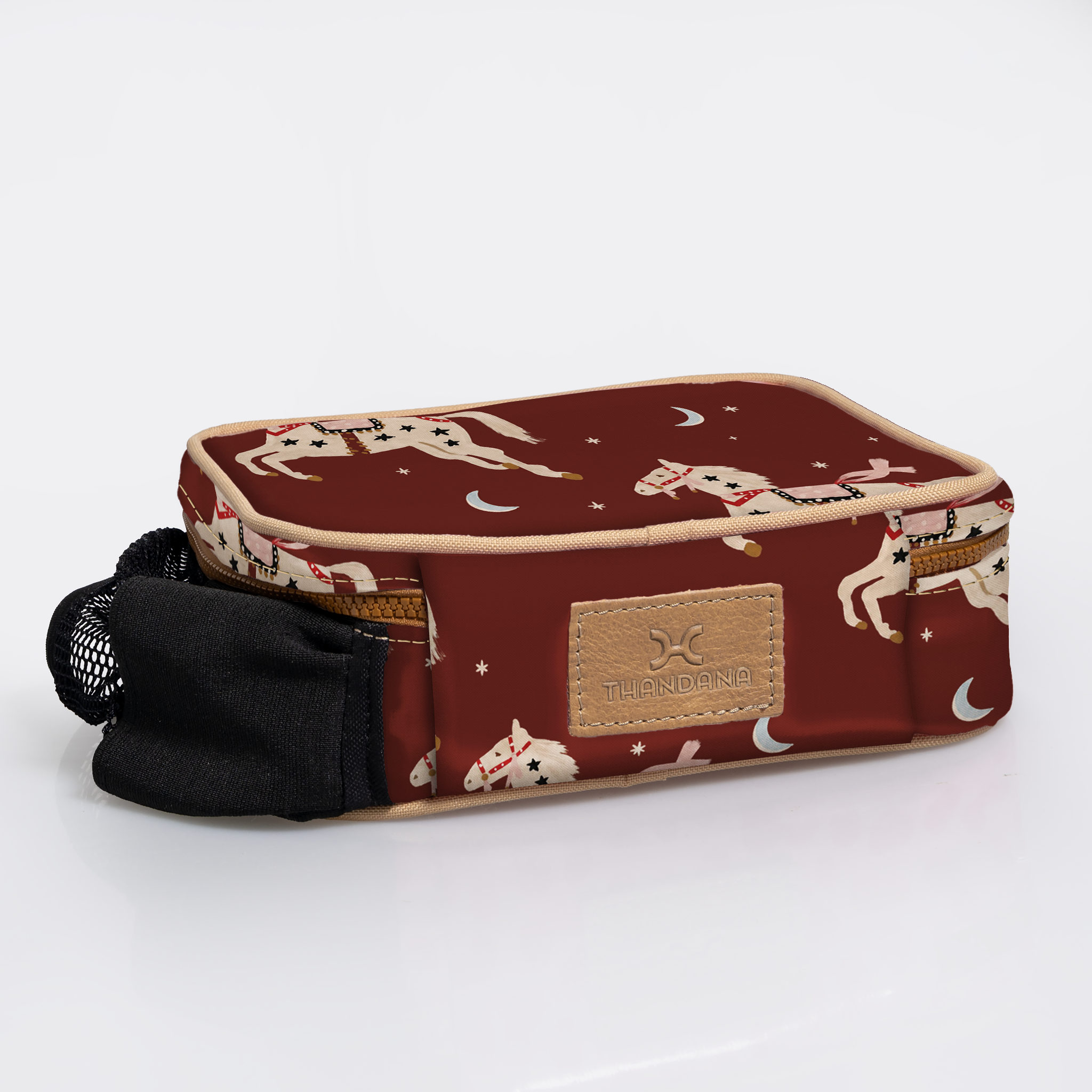 Snack Pack | Laminated Fabric with Genuine Leather Midnight Pony - Cherry Snack Pack by Thandana