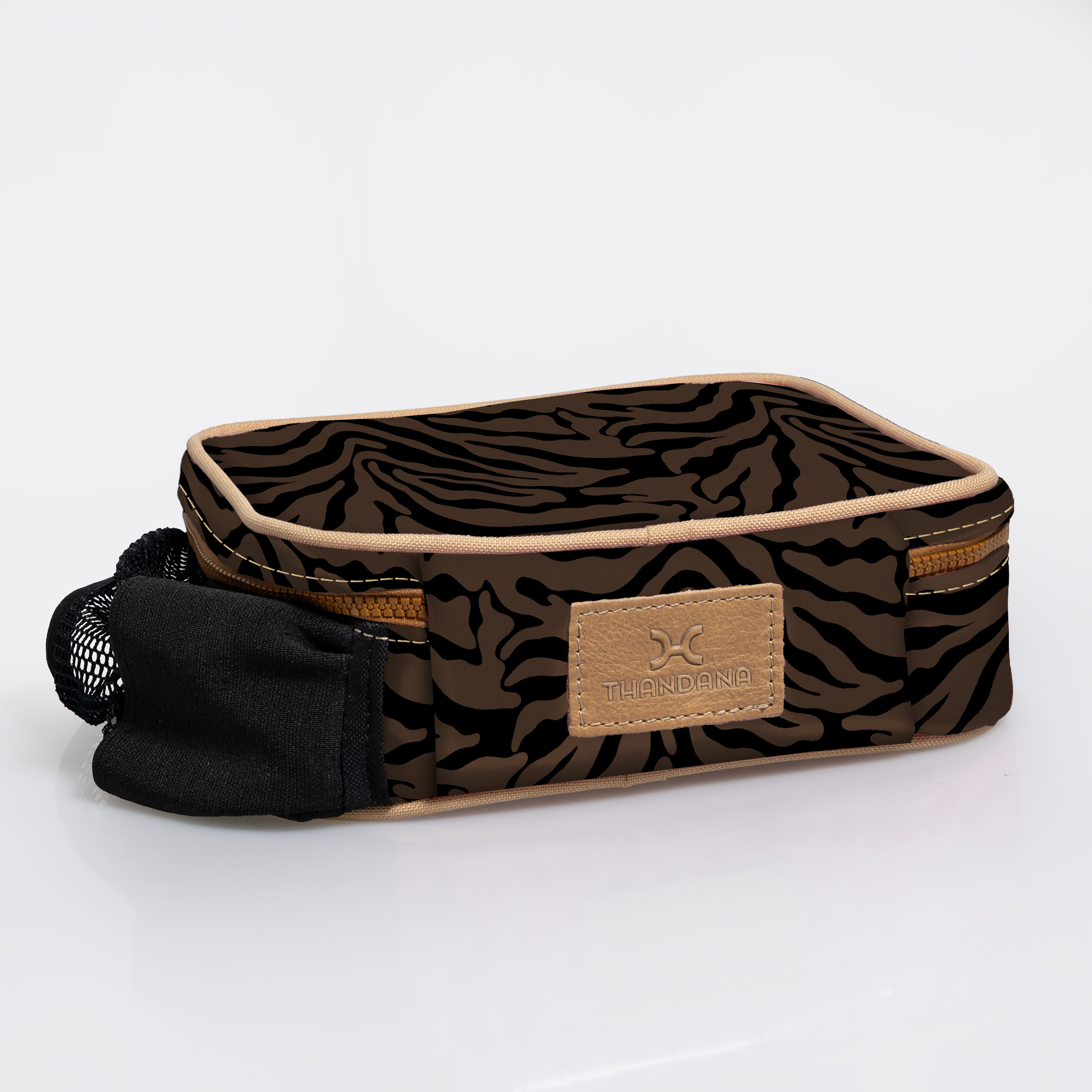 Snack Pack | Laminated Fabric with Genuine Leather Nomad Stripe - Coffee Snack Pack by Thandana