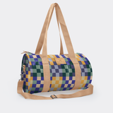 Sports & Gym Bag Beige Trim | Laminated Fabric Beige Webb - Checker - Jet / Chunky Zip Luggage Bag by Thandana