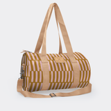 Sports & Gym Bag Beige Trim | Laminated Fabric Beige Webb - Indie - Sunset / Chunky Zip Luggage Bag by Thandana