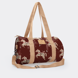 Sports & Gym Bag Beige Trim | Laminated Fabric Beige Webb - Midnight Pony - Cherry / Chunky Zip Luggage Bag by Thandana