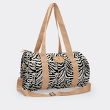Sports & Gym Bag Beige Trim | Laminated Fabric Beige Webb - Nomad Stripe - Pitch / Chunky Zip Luggage Bag by Thandana