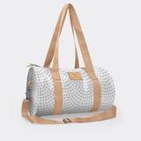 Sports & Gym Bag Beige Trim | Laminated Fabric Beige Webb - Scale Away - Moonstruck / Chunky Zip Luggage Bag by Thandana