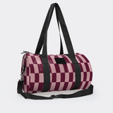 Sports & Gym Bag Black Trim | Laminated Fabric Black Webb - Checkmate - Cherry / Chunky Zip Luggage Bag by Thandana