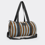 Sports & Gym Bag Black Trim | Laminated Fabric Black Webb - Coastal Stripe - Blue / Chunky Zip Luggage Bag by Thandana