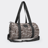 Sports & Gym Bag Black Trim | Laminated Fabric Black Webb - Geo - Black / Chunky Zip Luggage Bag by Thandana