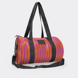 Sports & Gym Bag Black Trim | Laminated Fabric Black Webb - Linear - Preppy / Chunky Zip Luggage Bag by Thandana