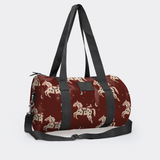 Sports & Gym Bag Black Trim | Laminated Fabric Black Webb - Midnight Pony - Cherry / Chunky Zip Luggage Bag by Thandana