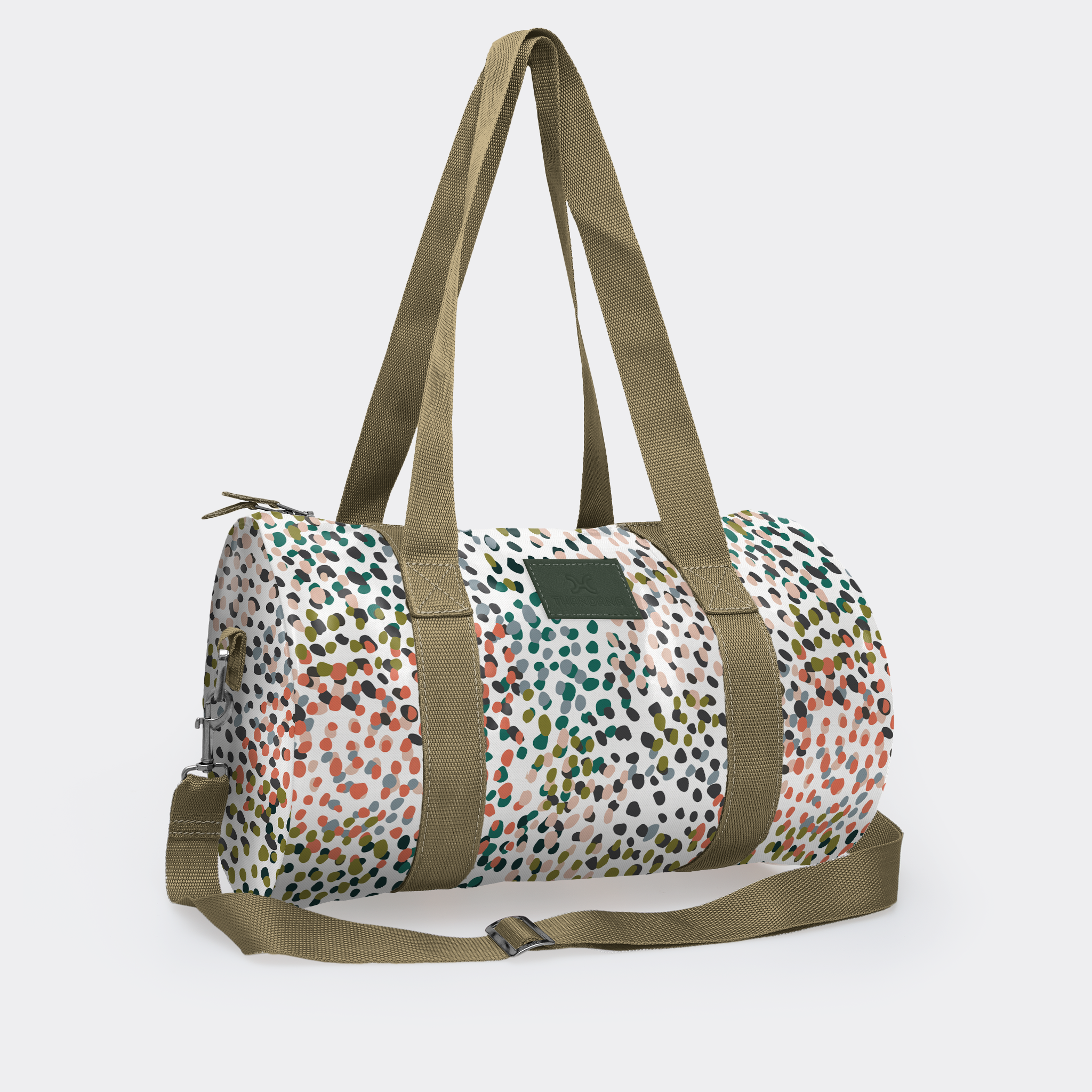 Sports & Gym Bag Olive Trim | Laminated Fabric Luggage Bag by Thandana