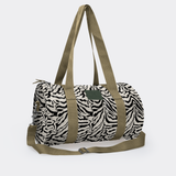 Sports & Gym Bag Olive Trim | Laminated Fabric Nomad Stripe - Pitch / Chunky Zip Luggage Bag by Thandana