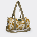 Sports & Gym Bag Olive Trim | Laminated Fabric Olive Webb - Fauna - Earth / Chunky Zip Luggage Bag by Thandana