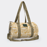 Sports & Gym Bag Olive Trim | Laminated Fabric Olive Webb - Geo - Sand / Chunky Zip Luggage Bag by Thandana