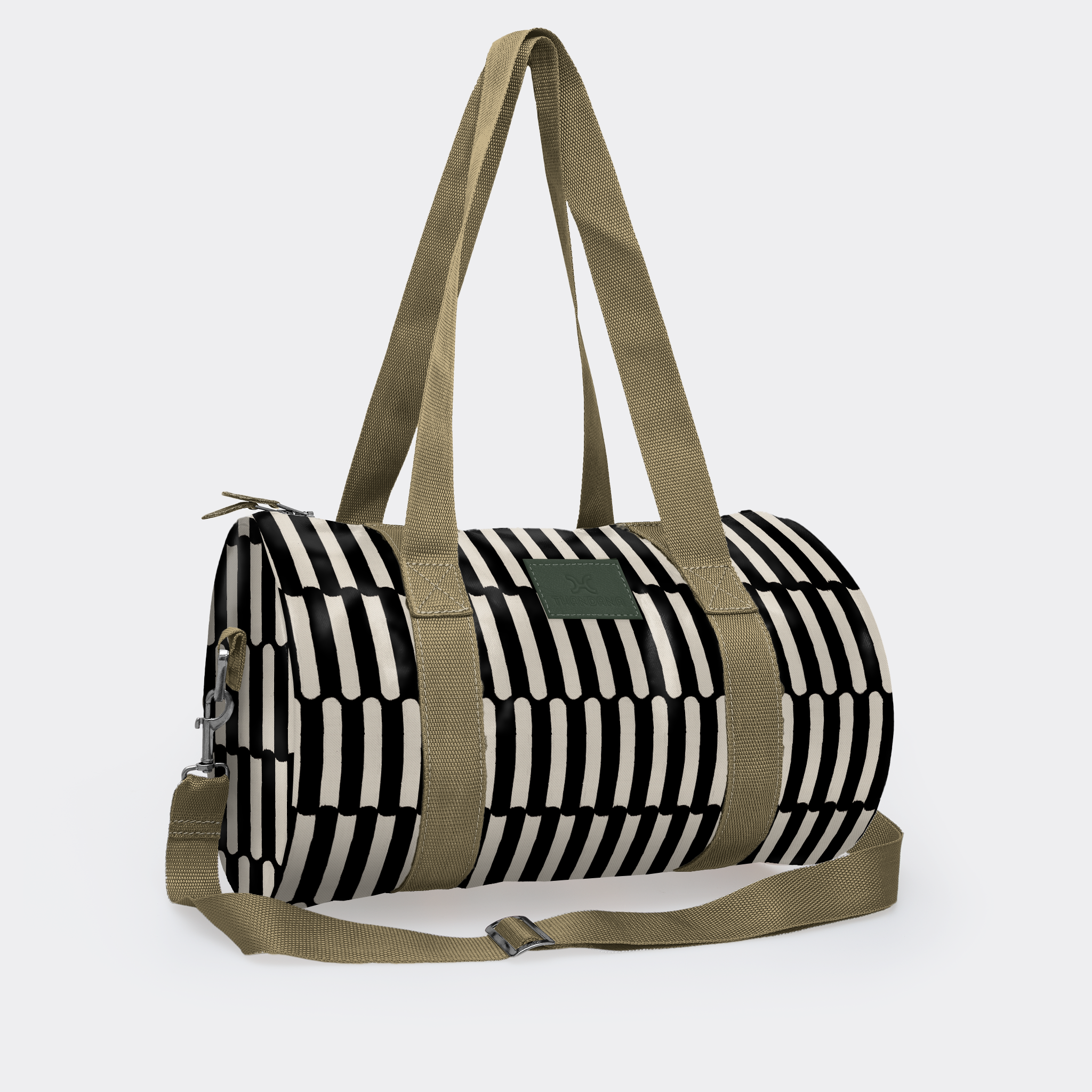 Sports & Gym Bag Olive Trim | Laminated Fabric Olive Webb - Indie - Pitch / Chunky Zip Luggage Bag by Thandana