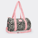 Sports & Gym Bag Pink Trim | Laminated Fabric Nomad Stripe - Pitch / Chunky Zip Luggage Bag by Thandana