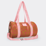 Sports & Gym Bag Pink Trim | Laminated Fabric Pink Webb - Cheetah - Preppy / Chunky Zip Luggage Bag by Thandana