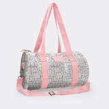Sports & Gym Bag Pink Trim | Laminated Fabric Pink Webb - Geo - Moonstruck / Chunky Zip Luggage Bag by Thandana