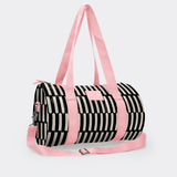 Sports & Gym Bag Pink Trim | Laminated Fabric Pink Webb - Indie - Pitch / Chunky Zip Luggage Bag by Thandana