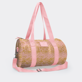 Sports & Gym Bag Pink Trim | Laminated Fabric Pink Webb - Python - Bloom / Chunky Zip Luggage Bag by Thandana