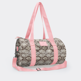 Sports & Gym Bag Pink Trim | Laminated Fabric Pink Webb - Python - Moody / Chunky Zip Luggage Bag by Thandana