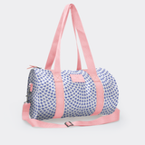 Sports & Gym Bag Pink Trim | Laminated Fabric Pink Webb - Scale Away - Dazzling Blue / Chunky Zip Luggage Bag