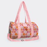 Sports & Gym Bag Pink Trim | Laminated Fabric Pink Webb - Smiley - Blush / Chunky Zip Luggage Bag by Thandana