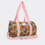 Sports & Gym Bag Pink Trim | Laminated Fabric Pink Webb - Smiley - Jet / Chunky Zip Luggage Bag by Thandana