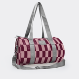 Sports & Gym Bag Silver Trim | Laminated Fabric Checkmate - Cherry Luggage Bag by Thandana
