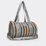 Sports & Gym Bag Silver Trim | Laminated Fabric Coastal Stripe - Blue Luggage Bag by Thandana