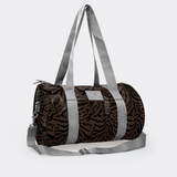 Sports & Gym Bag Silver Trim | Laminated Fabric Nomad Stripe - Coffee Luggage Bag by Thandana