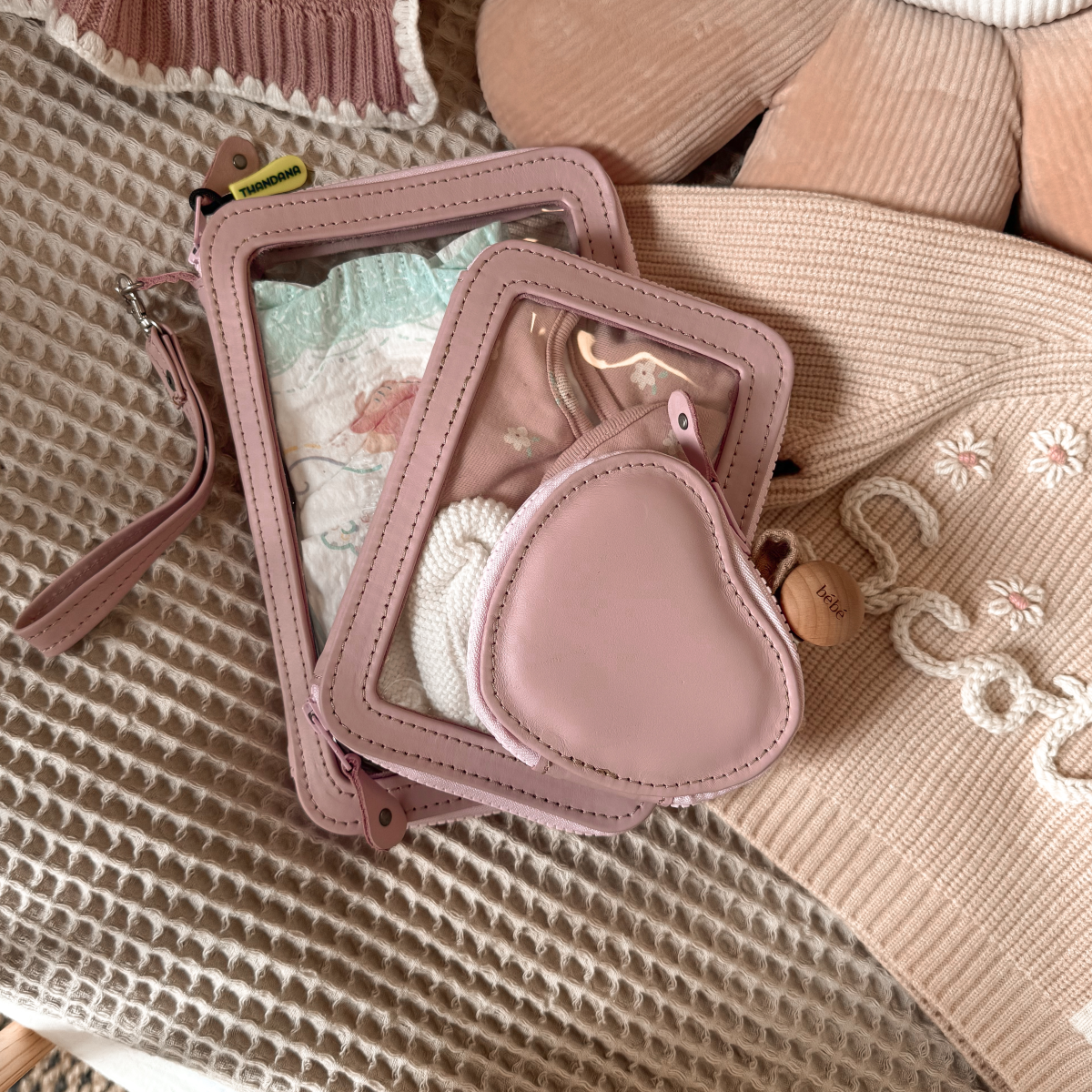 Stacker Case | Genuine Leather | Made to Order Blush Leather Travel Pouch Leather by Thandana