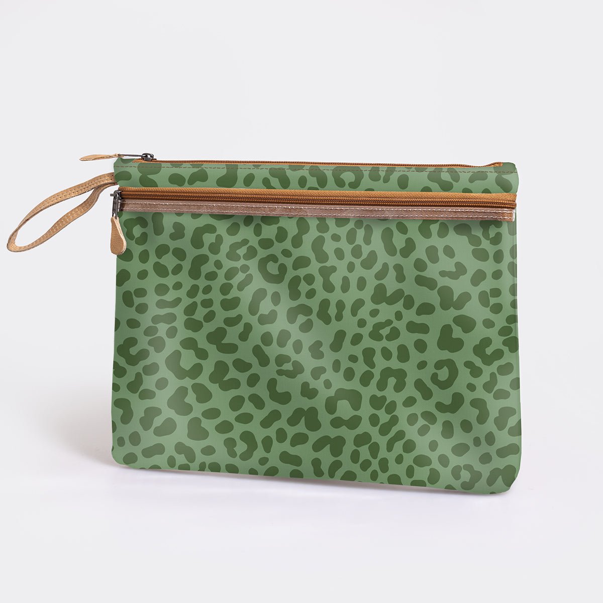 Sticky Fingers Ipad | Laminated Fabric Cheetah - Olive Pouch by Thandana