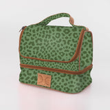 Thermal Cooler Bag | Laminated Fabric with Genuine Leather Cheetah - Olive / Chunky Zip Mini Thermal Cooler by Thandana