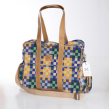 Toddler Bag | Laminated Fabric with Genuine Leather Checker - Jet / Chunky Zip Toddler Fabric Bag by Thandana
