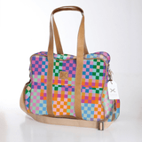 Toddler Bag | Laminated Fabric with Genuine Leather Checker - Preppy / Chunky Zip Toddler Fabric Bag by Thandana