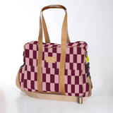 Toddler Bag | Laminated Fabric with Genuine Leather Checkmate - Cherry / Chunky Zip Toddler Fabric Bag by Thandana