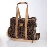 Toddler Bag | Laminated Fabric with Genuine Leather Cheetah - Coffee / Chunky Zip Toddler Fabric Bag by Thandana