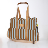 Toddler Bag | Laminated Fabric with Genuine Leather Coastal Stripe - Blue / Chunky Zip Toddler Fabric Bag by Thandana