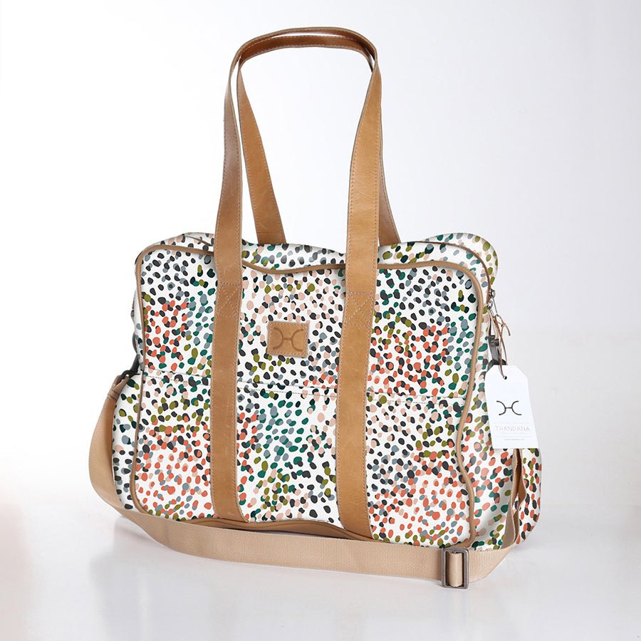 Toddler Bag | Laminated Fabric with Genuine Leather Confetti - All About / Chunky Zip Toddler Fabric Bag by Thandana