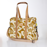 Toddler Bag | Laminated Fabric with Genuine Leather Fauna - Earth / Chunky Zip Toddler Fabric Bag by Thandana